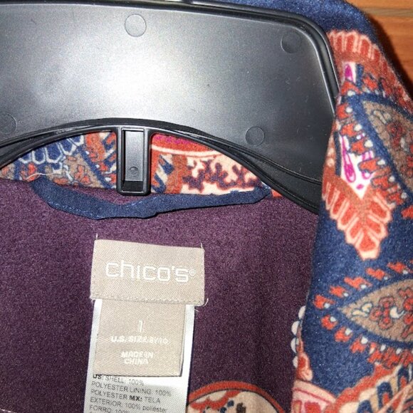 Chico's Multicolor Patchwork Paisley Print Long Coat NWOT Chico's 1 S/M - Picture 4 of 6